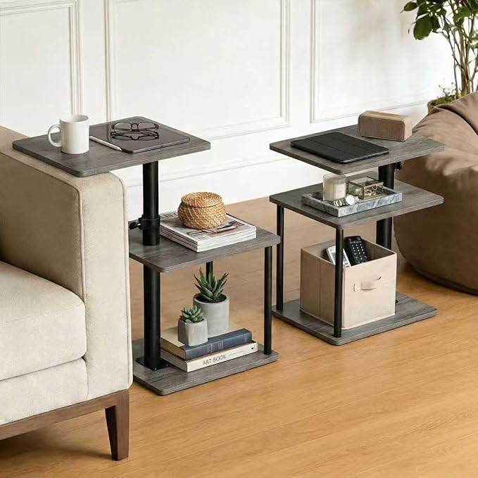 Faesun Swivel Side Table for Couch Arm, Adjustable C End Table for Recliner or