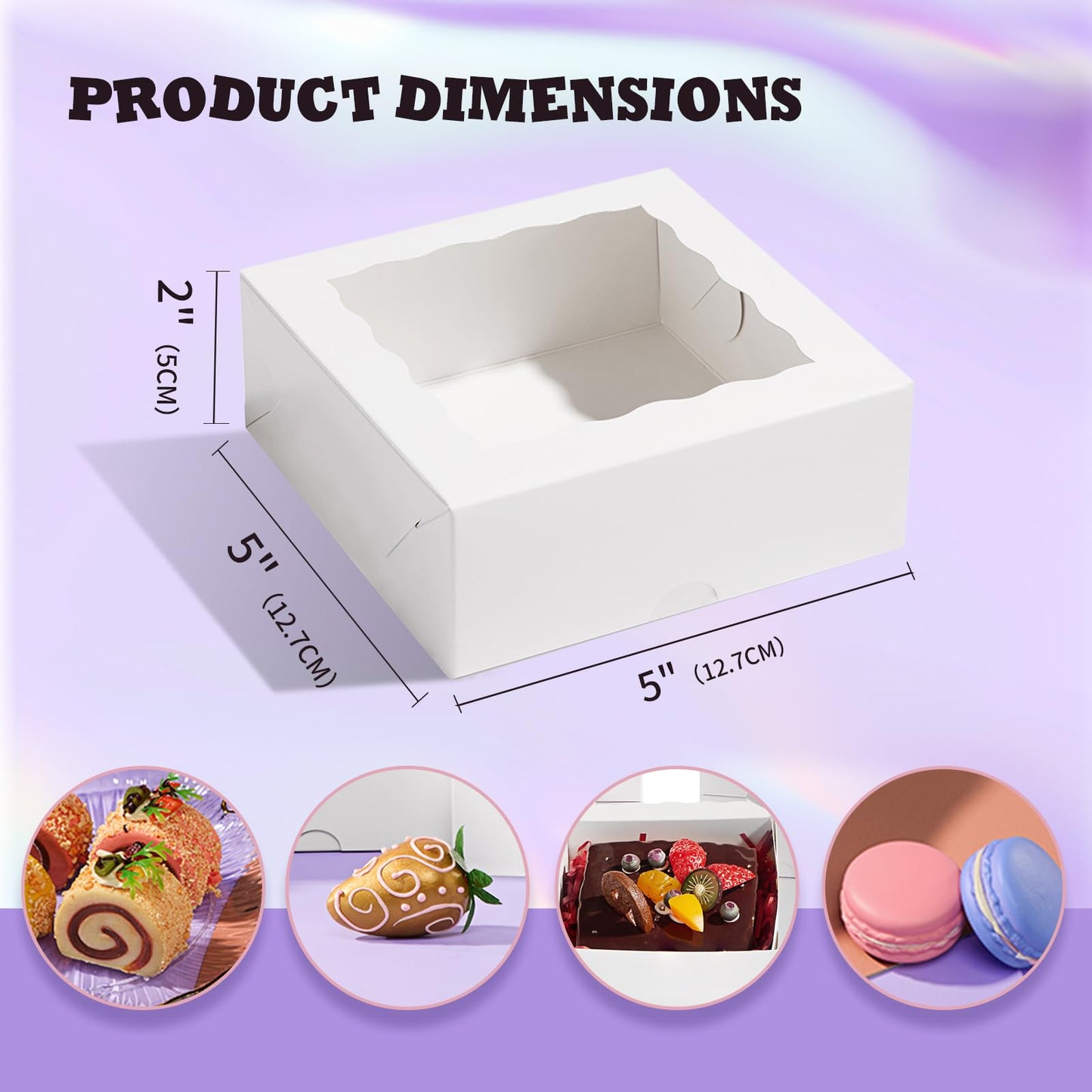 TEMLQPACK 20pcs 5x5x2 Inch Window Boxes - Fits Cookies, Soap, Chocolate, Macaron, Cake & Gift Goodies