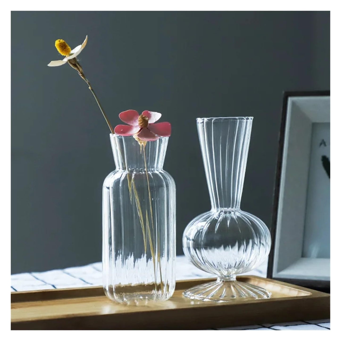 Transparent Hydroponic Vases Container Bottle Plant Arrangement Glass Table Creative Terrarium Flower Pot(4.5X13X6CM)