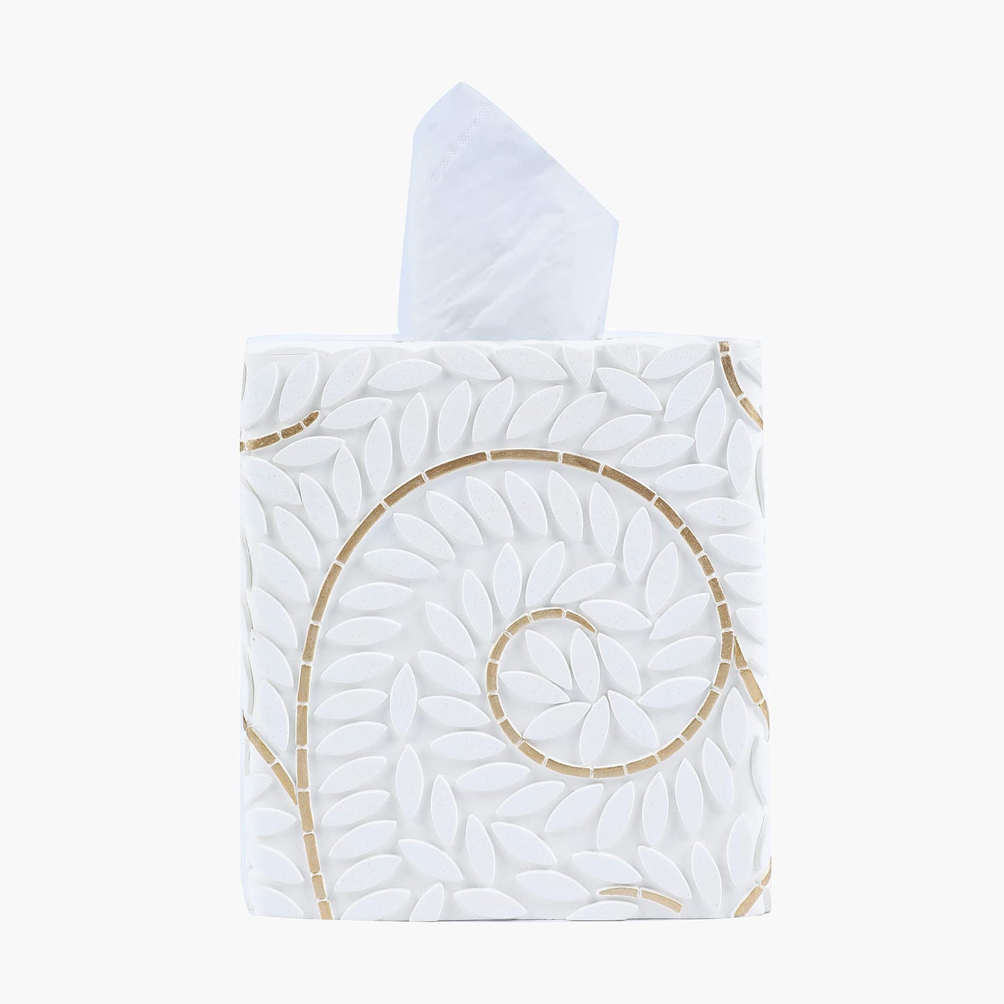 Hymmah Modern Square Tissue Box Cover Holder,Bathroom Accessories Decor Unique Design Tissue Box Cover for Bathroom Vanity Counter Tops Also Great for Bedrooms and Living Rooms