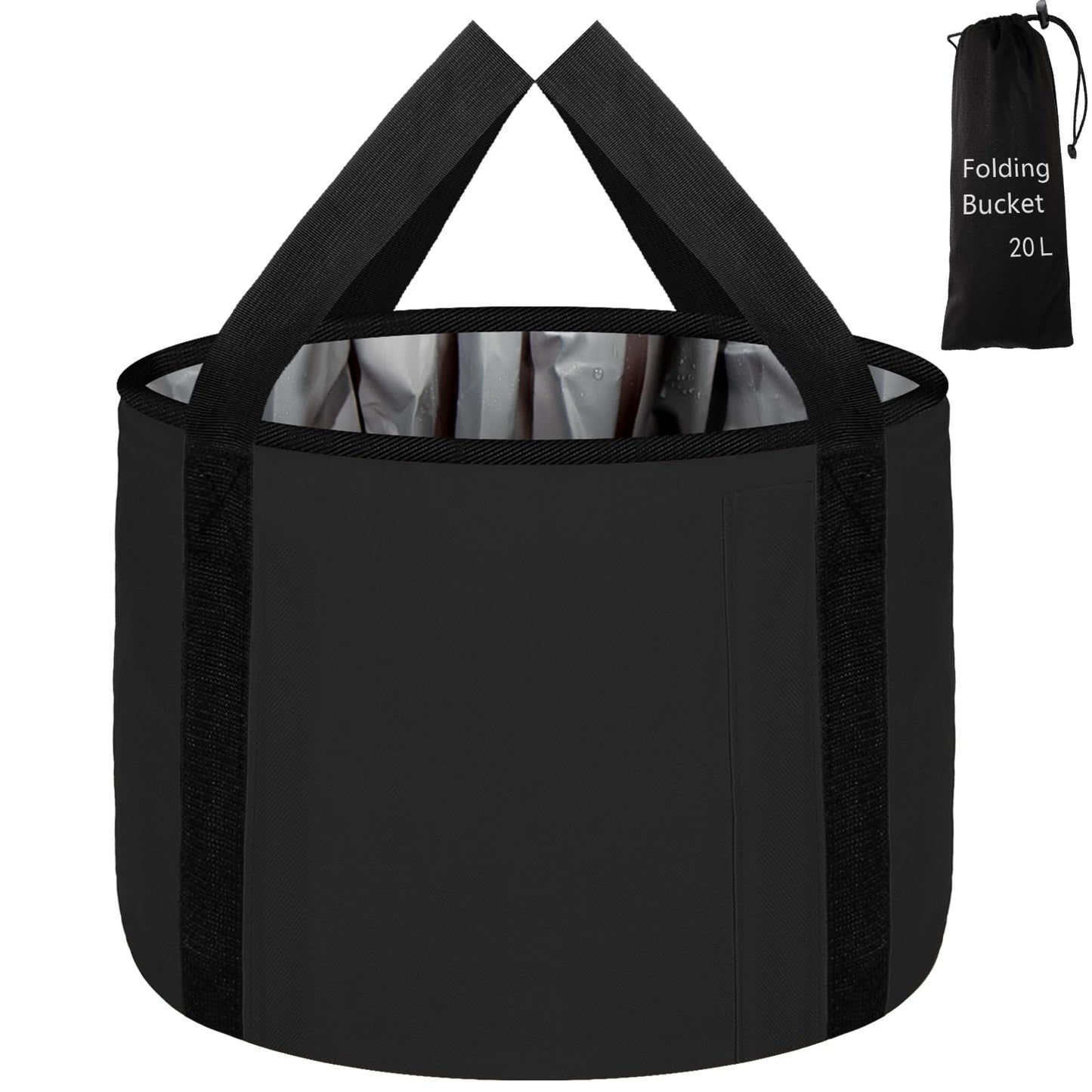 Foot Bath Basin 20L Collapsible Bucket, Portable Foot Soak Tub Feet Soaking Bucket for Outdoor Travel, Camping, Fishing(Black)