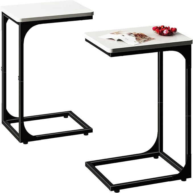 QEEIG C Table Side Table Set of 2 Living Room Sets C Shaped Couch Tray End