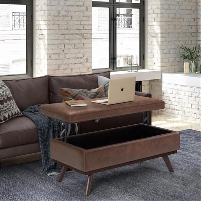 SIMPLIHOME Owen Lift Top Coffee Table Storage Ottoman