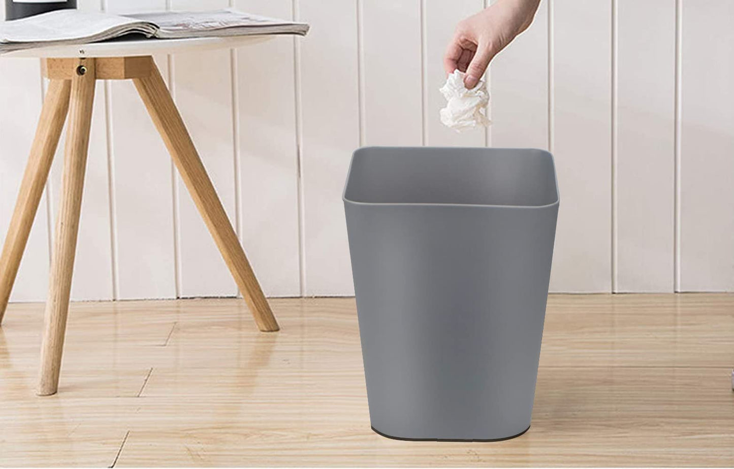 Feiupe 1.6 Gallon Small Trash Can Wastebasket for Kitchen Office Bathroom,Pack of 2(White+Gray)
