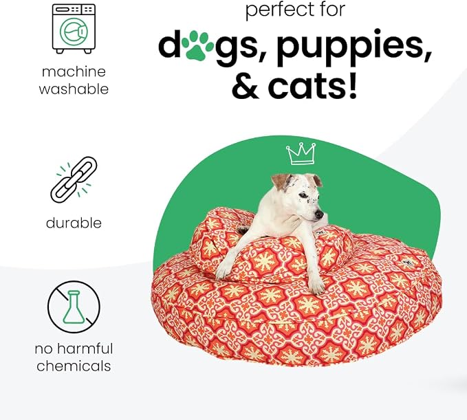 Molly Mutt Medium to Large Dog Bed Cover - Papillon Print - Measures 36” x 5’’ - 100% Cotton - Durable - Breathable - Sustainable - Machine Washable Dog Bed Cover