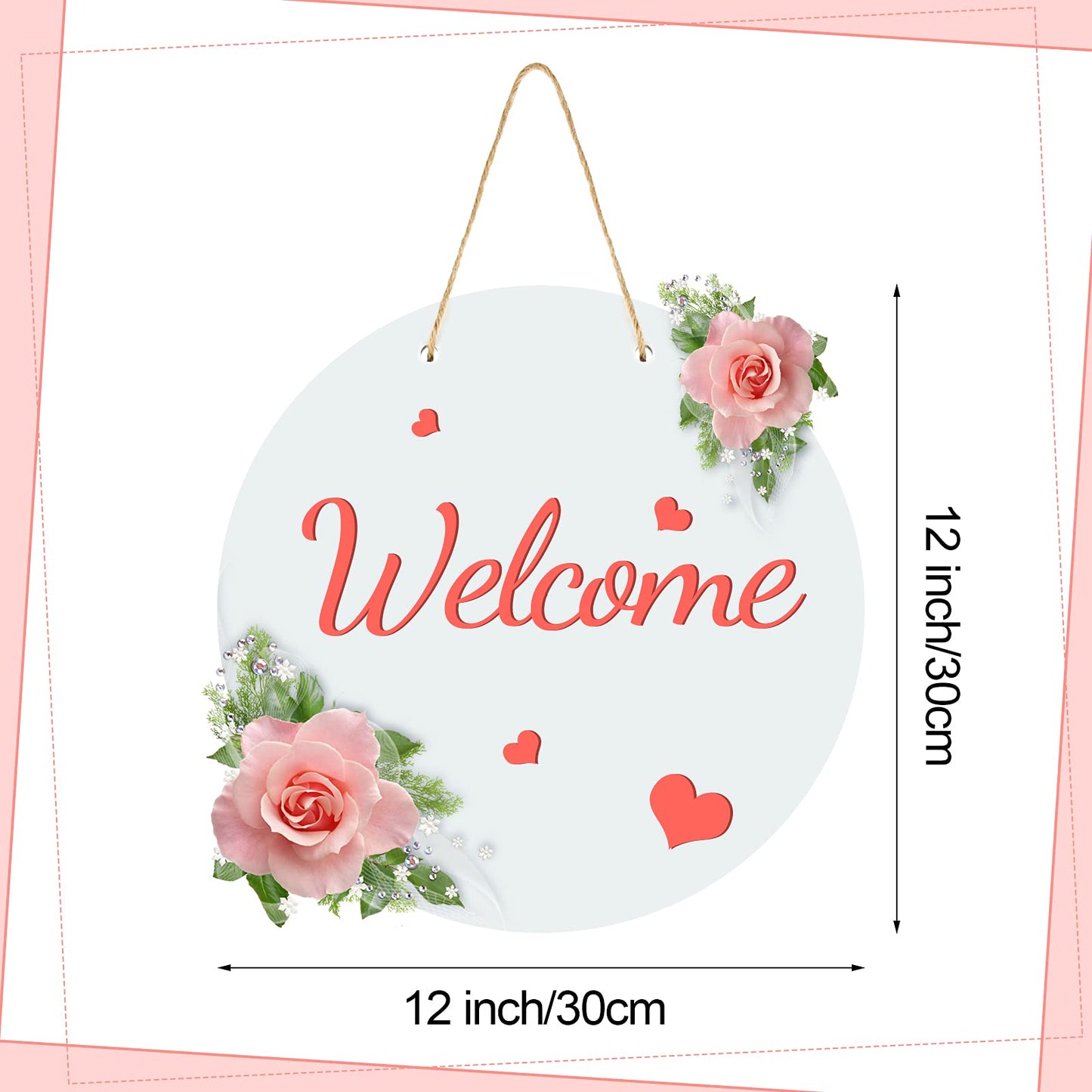 Jetec Sublimation 12 Inch DIY Door Decor Sublimation Blank Wooden Hanger Welcome Wreaths Circle Unfinished Blank Sign Door Hanger Ornament Blanks Decorative Sign, Garden, Yard