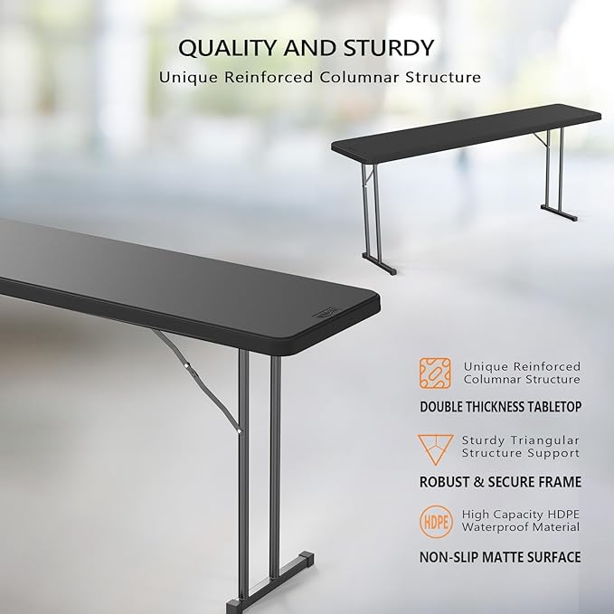 VINGLI 6 FT Narrow Folding Table, Home Work