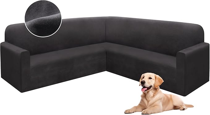 HDCAXKJ Corner Sectional Couch Covers Velvet Stretch L Shape Sofa Cover Soft