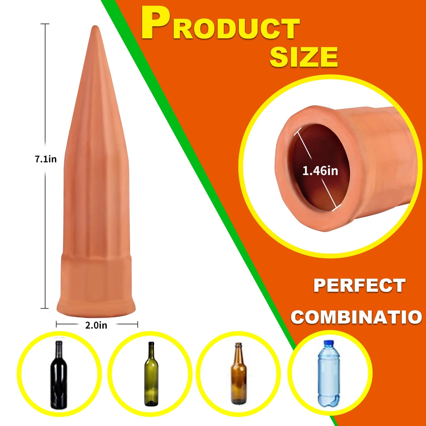 TKSCUSR Self Watering Spikes -4 Pack Terracotta Plant Watering Stakes Devices Vacation Self-Watering Stakes for Indoor/Outdoor Plants