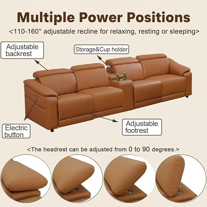 Power Recliner Sofa Set, Reclining Sectional Sofa Couch