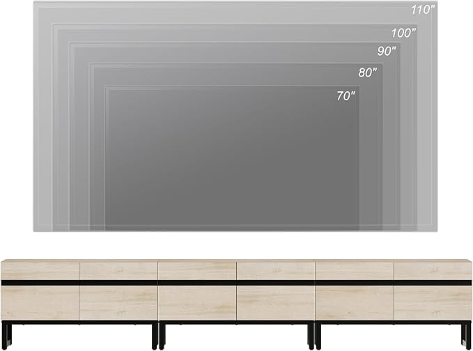 WAMPAT Modern TV Stand for 32-110 Inch TVs, Wood Entertainment Center