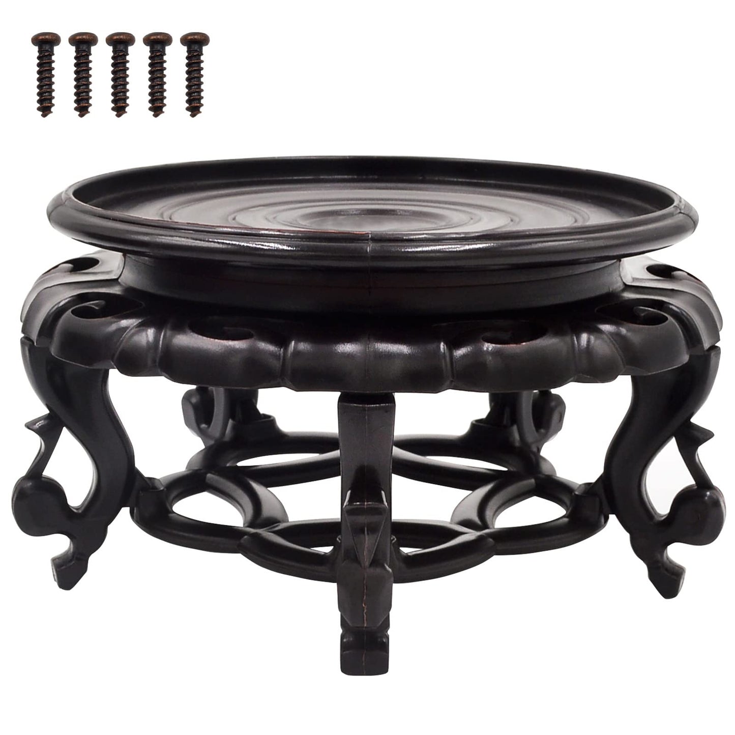Fengshuibringluck Plant Stand Indoor Outdoor Sturdy Plastic Tradition Flowerpot Holder Display Holder Rack for Living Room Corner Balcony Office Lawn Patio Large Wood Plant (4.7in)