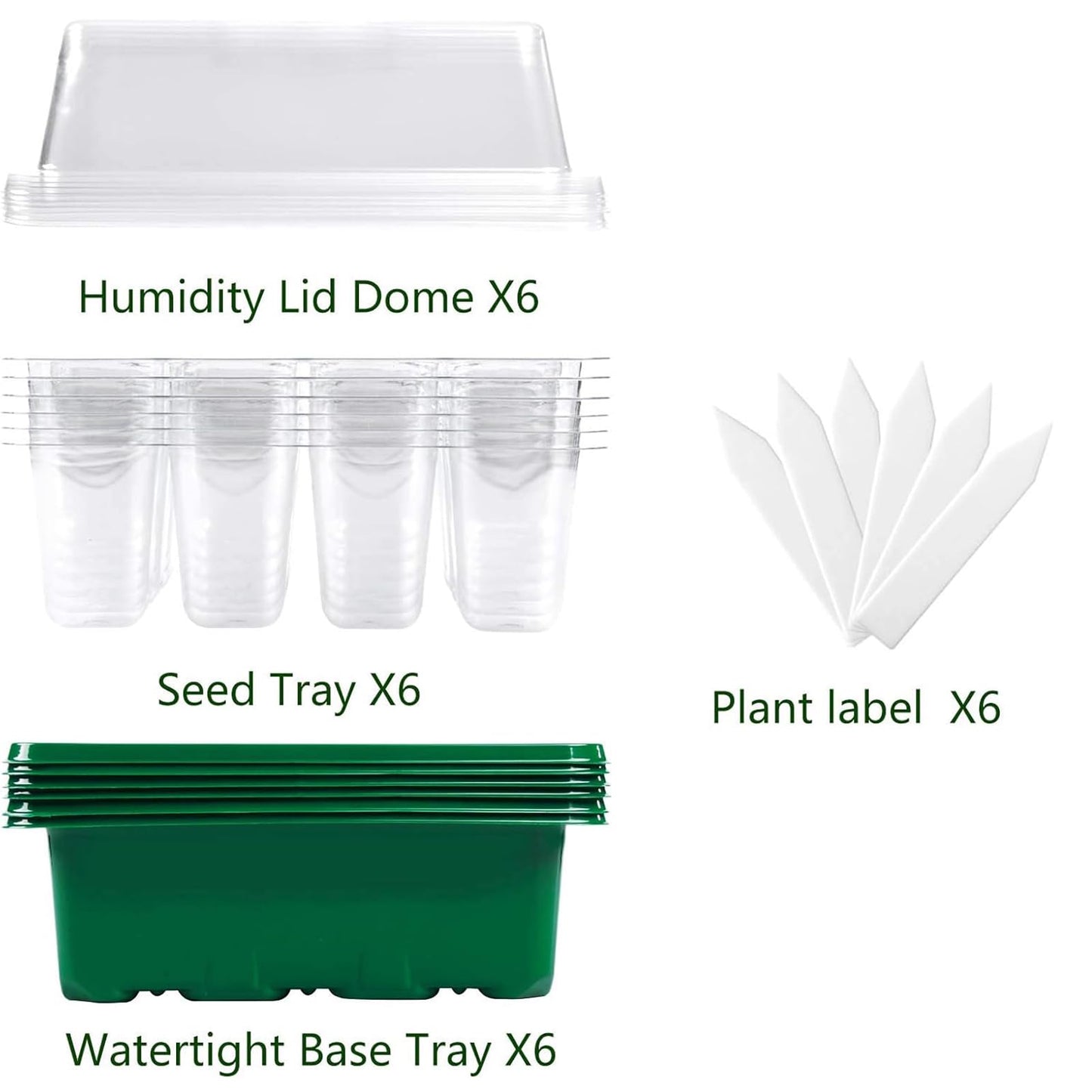 Hdeoops Seed Starter Tray, 6 Set Seedling Kits with Adjustable Humidity Dome, Plant Starter Kit for Seeds Growing Starting (12 Cells per Tray)
