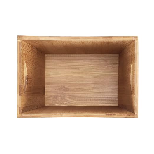 MOOACE Small Trash Can, Bamboo Bathroom Trash Can, Office Waste Basket, Rectangular Garbage Can with Handle, Decorative Natural Trash Recycling Bin for Bedroom Living Room Kitchen 2 Gallon