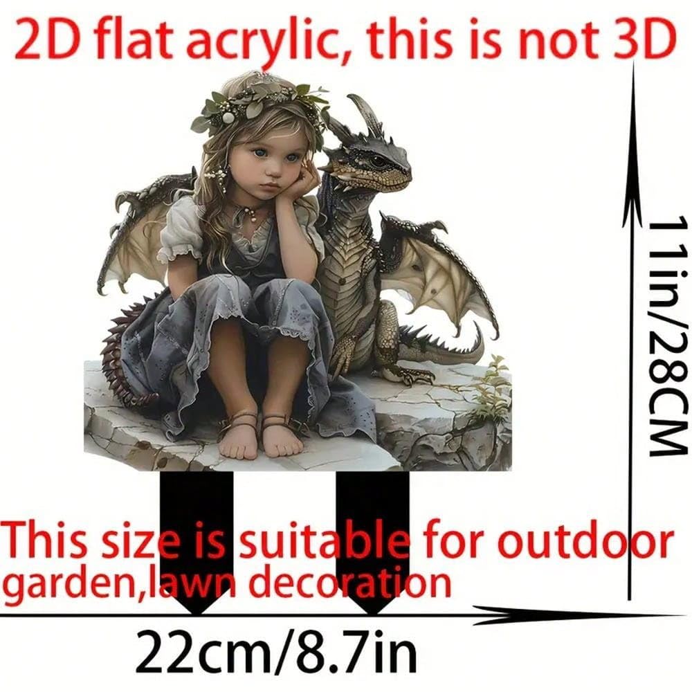 YUEYINGMG Garden Decor, Acrylic 2D Stake, Pot Plants Garden Yard Lawn Outdoor Fairy Statue Ornaments, Fairy Garden Accessories Decoration (Style G)