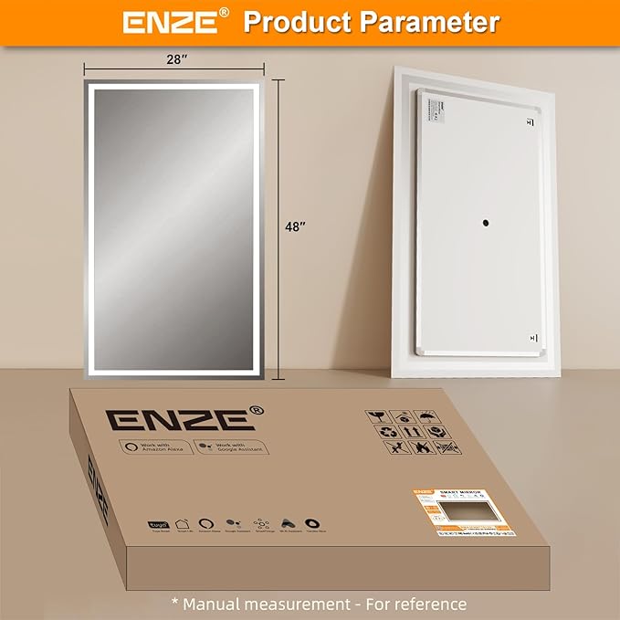 ENZE 28"x 48" Smart Lighted Bathroom Mirror