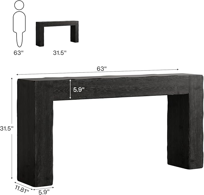 Tribesigns 63-Inch Solid Wood Console Sofa Table, Farmhouse Long Entryway Table