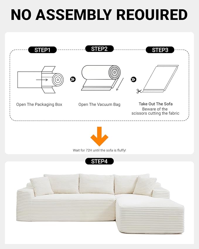 Cloud Sectional Couch, Corduroy Boneless Couches