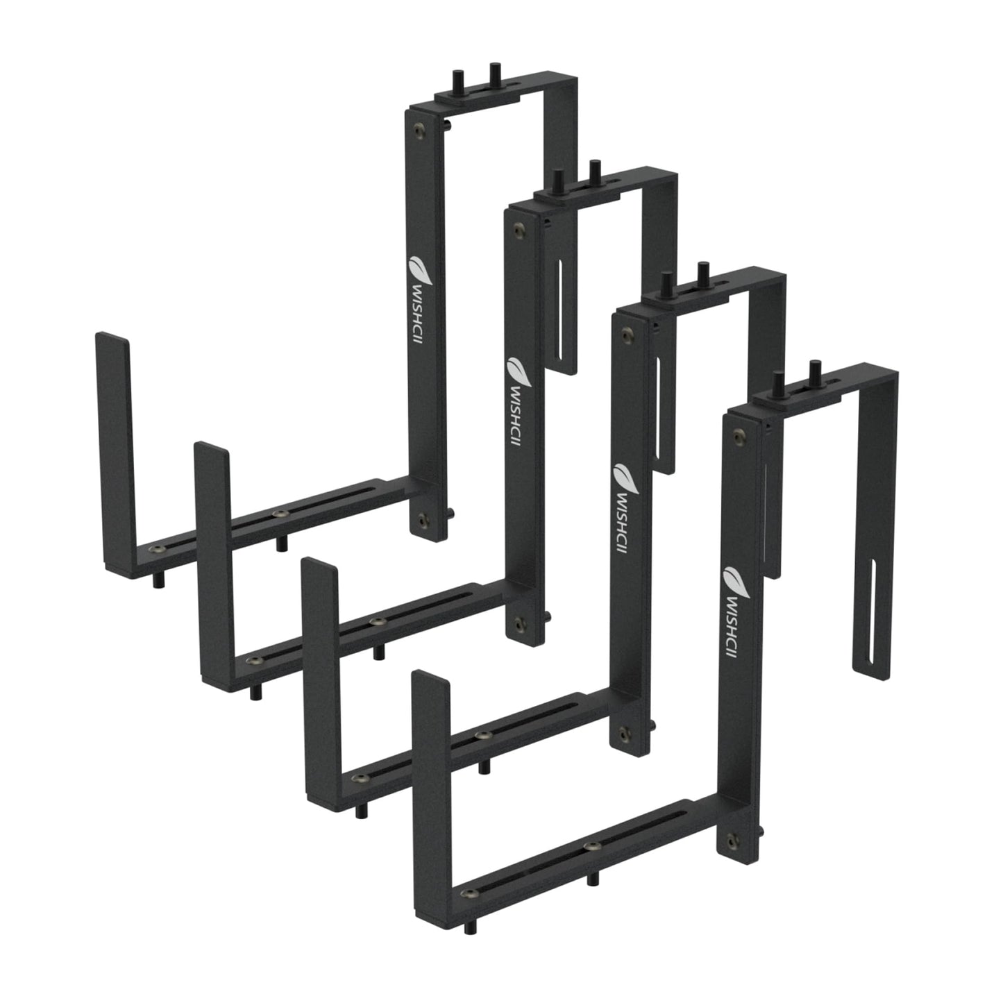 WISHCII Window Box Brackets, (5.9 to 11.8 Inches) Adjustable Planter Box Brackets, Heavy Duty Iron Flower Box Holder for Railings,- Perfect for Balconies, Fences, and Gardens (Classic Shape,4 Pack)