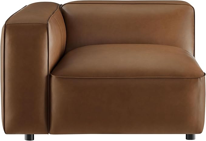 Modway Auren Vegan Leather Left Modular Armchair in Coffee