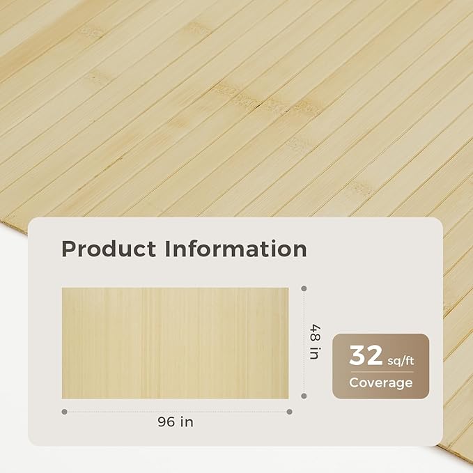 OUZUGIE 1 Pack 96x48 Inch Natural Bamboo Wall Panel – Raw Pole Wrap Paneling