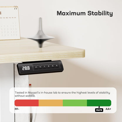 Marsail 48x24 Electric Standing Desk - Adjustable Height Computer Desk with Memory Presets, Storage Bag & Cable Management for Home Office & Gaming Workstations