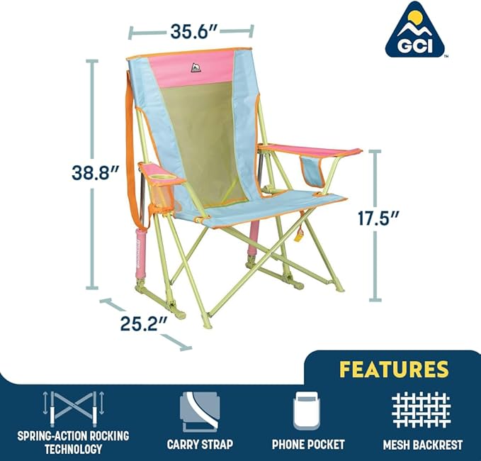 GCI Outdoor Comfort Pro Rocker Camping Chair | Portable Folding Rocking Chair