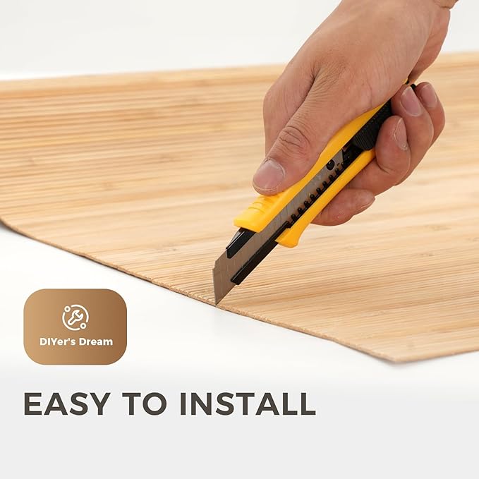 OUZUGIE 1 Pack 96x24 Inch Natural Bamboo Wall Panel – Yellow Burned Pole Wrap