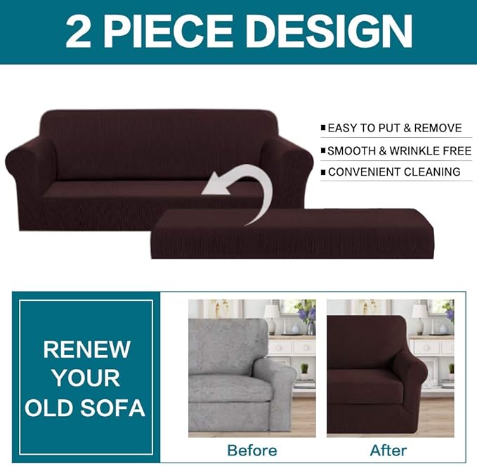 Turquoize Stretch Sofa Slipcover 2 Pieces Sofa Cover Couch Cover