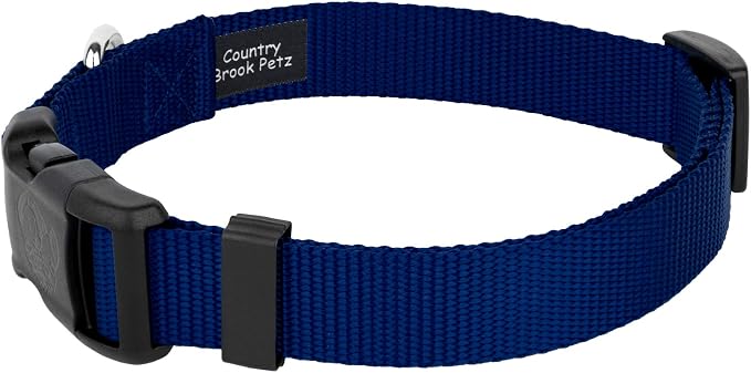 Country Brook Petz - Deluxe Nylon Dog Collar and Leash - 10+ Cool Colors (3/8 Inch, 2XS, Royal Blue)