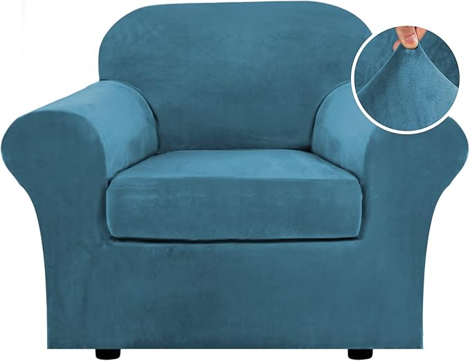 H.VERSAILTEX Rich Velvet Stretch 2 Piece Chair Cover Chair Slipcover Sofa Cover