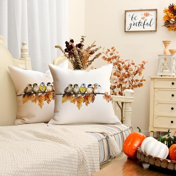 RABUSOFA Fall Outdoor Pillow Covers 18x18 Inch Waterproof Outdoor Thanksgiving