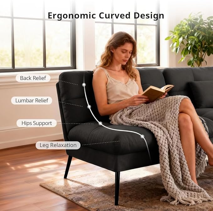 COMHOMA Convertible Futon Sofa Bed, 72″Fabric Futons Couch