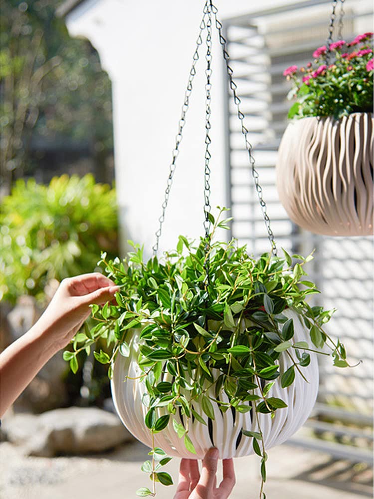 POTRUWE Imitation Rattan Plant Hangers with Base | Indoor Decorative Hanging Plant Holder Hanging Plant Basket for Wall/Window/Room Decor (Plant Not Included) (Gray)