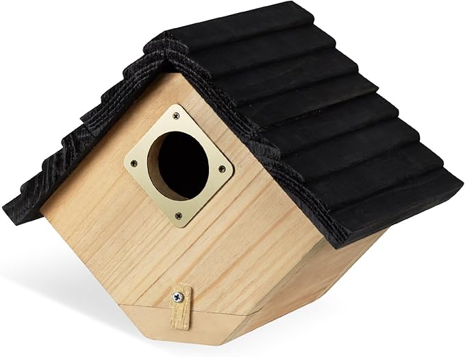 NATUREYLWL Bird House for Outside, Outdoor Bird Houses for Bluebirds, Finches & Cardinals, Wooden Birdhouse with Easy Clean Design, Hanging Birds Nest Box for Garden Decoration (8.6 x 5.9 x 7 Inch)