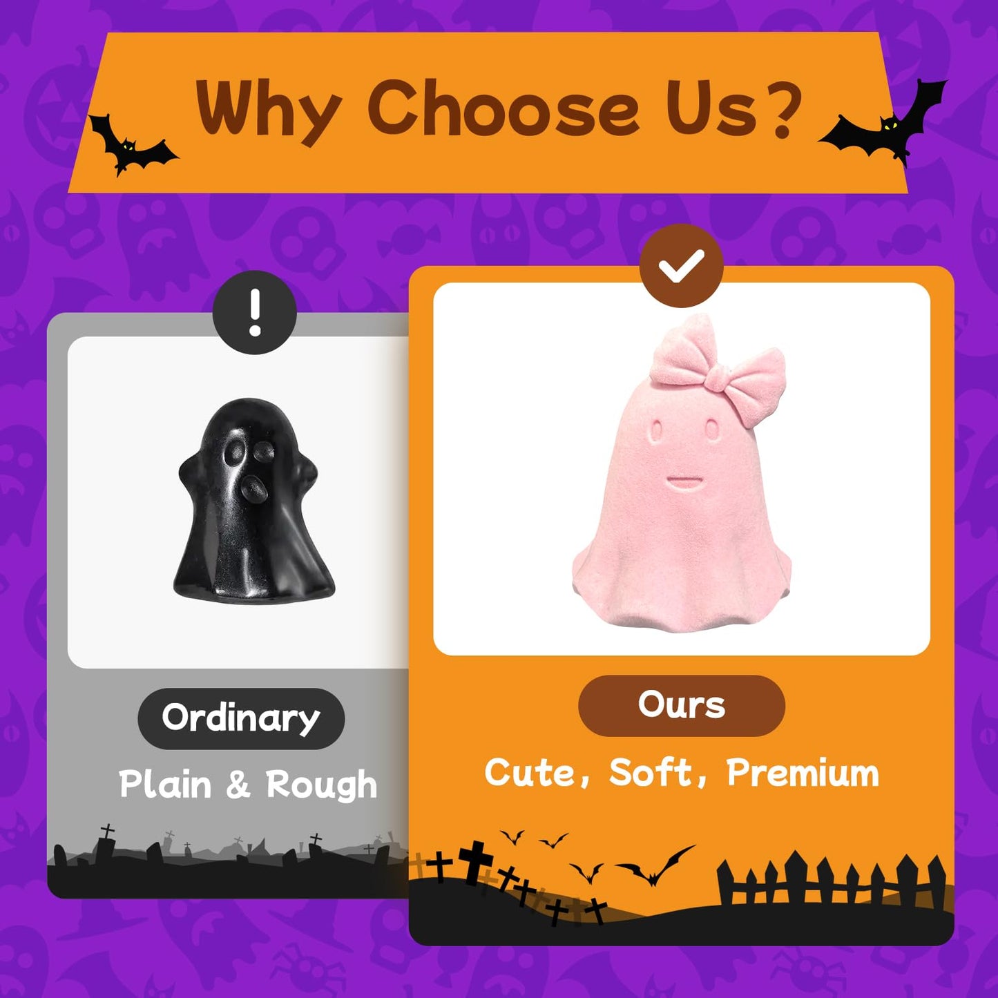 Cute Pink Ghost Ceramic Statues with Flocked Surface, Small 3.93 Inch Ghost Figurine Home Decor Modern Style Figurine Decorative Ornaments for Living Room, Bedroom, Office Desktop, Cabinets - Pink Bow