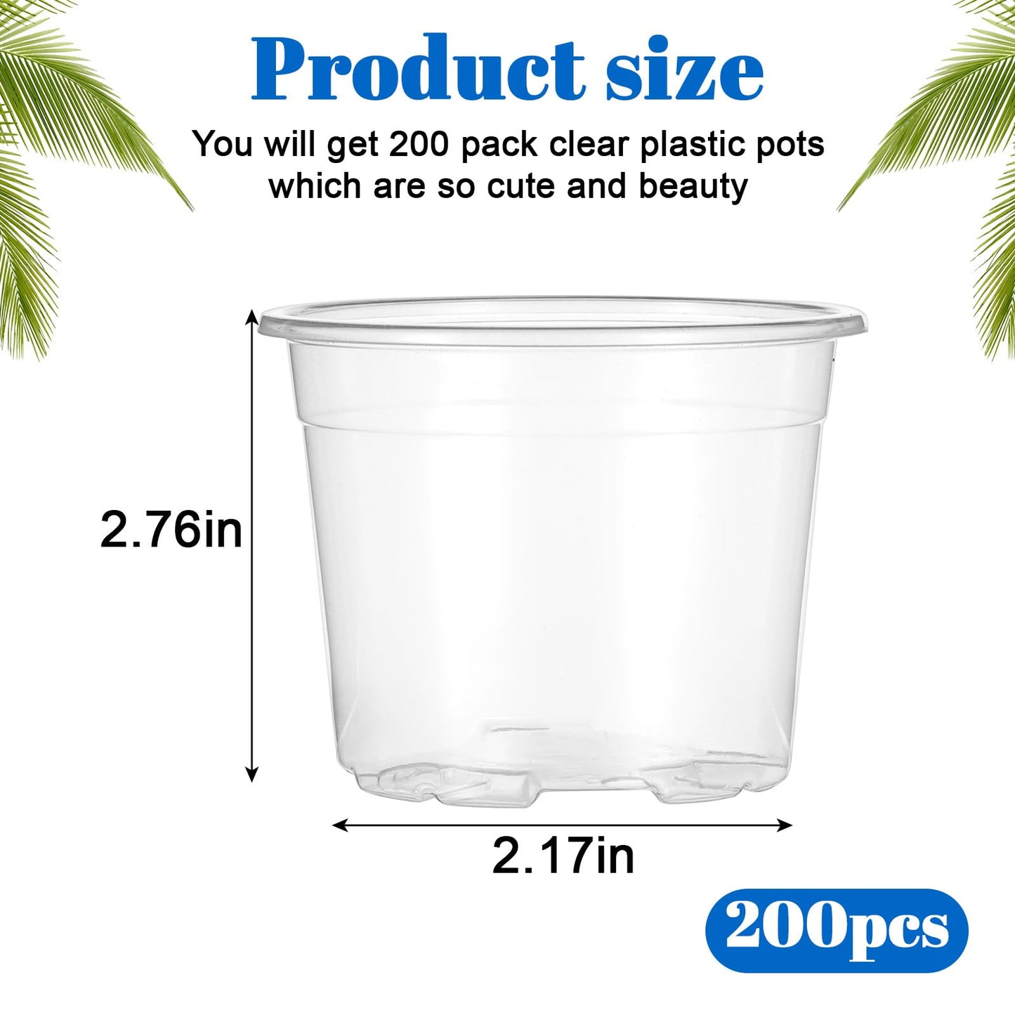 wutfuooo 200 Pcs Clear Mini Plastic Plant Pot Nursery Seedling Pots Seed Starter with Drainage Holes for Indoor Outdoor Garden Succulent Plants Cuttings Transplanting