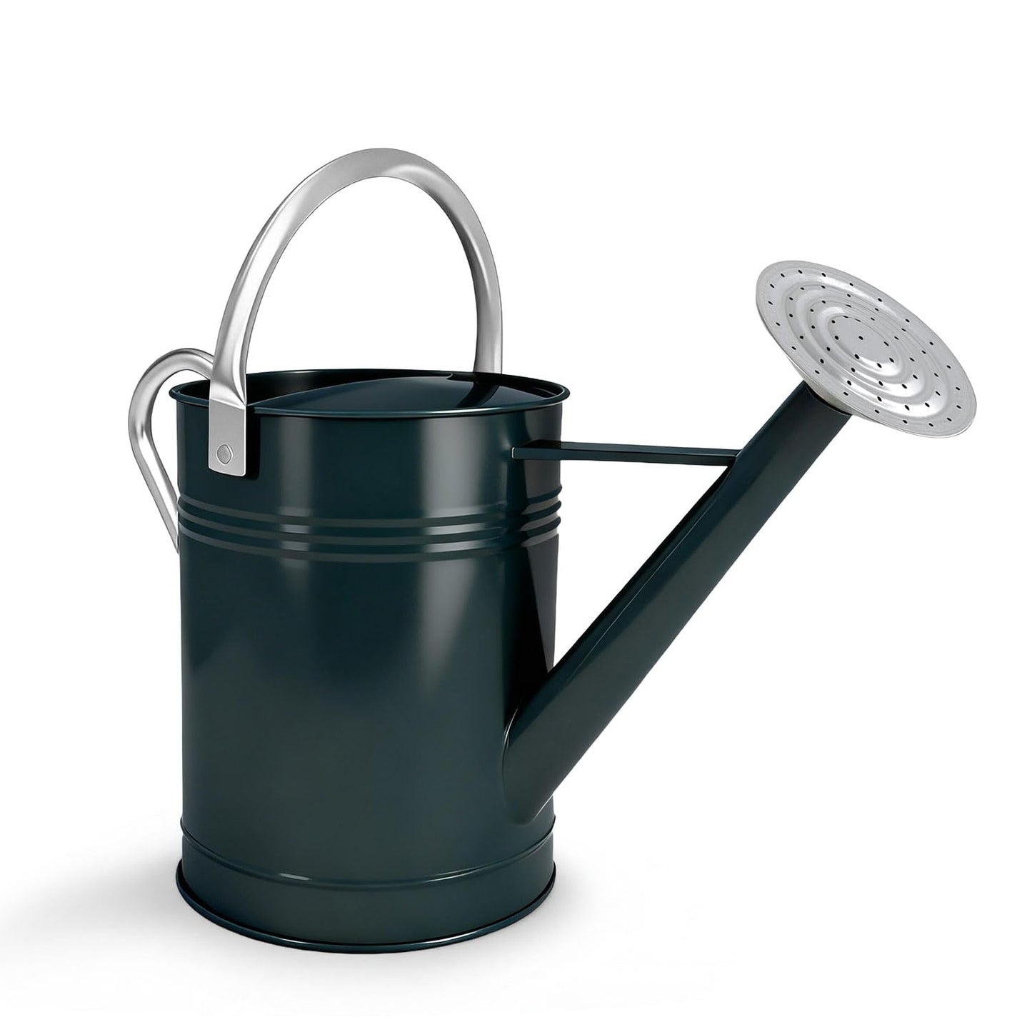 Metal Watering Can for Outdoor Plants, 1.7 Gallon Dark Green Garden Watering Can for Flower, Houseplants, Galvanized Finish