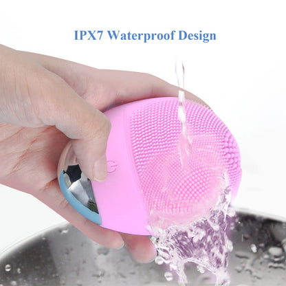 Facial Cleansing Brush, 3-in-1 Electric Soft Silicone Waterproof Face Scrubber, USB Rechargeable IPX7 Waterproof Sonic Vibrating Face Brush for Deep Cleansing, Gentle Exfoliating and Massaging