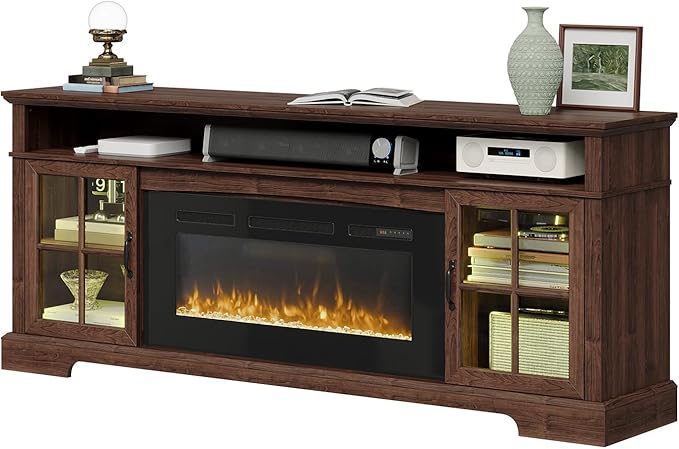 70" Fireplace TV Stand, Farmhouse Entertainment Center