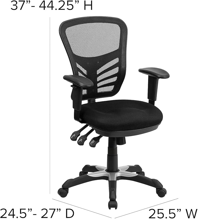 Flash Furniture Nicholas Mid-Back Black Mesh Multifunction Executive Swivel