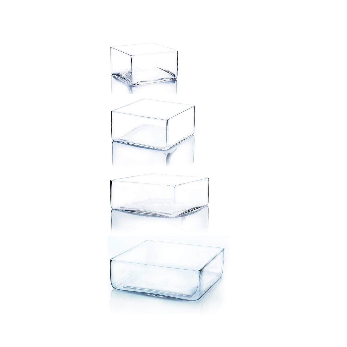 WGV Square Block Glass Vase, Length 12", Height 4", Clear Large Planter Terrarium, Floral Container for Wedding Party Event, Home Office Decor, 1 Piece