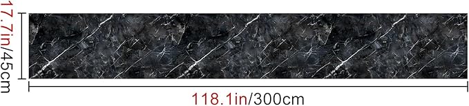HOMETITUTE Black Marble Wallpaper Peel and Stick Dark Stone Pattern 118.1x17.7