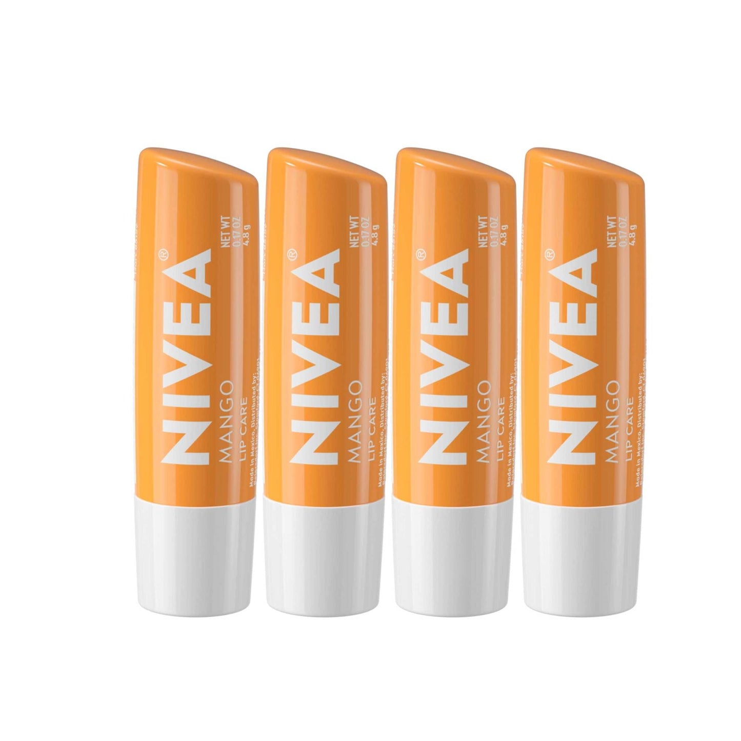 NIVEA Lip Care, Fruity Tinted Lip Balm Variety Pack, Cherry, Strawberry, Blackberry and Watermelon Flavors, 3-in-1 Moisture, Repair and Color, 0.17 Oz Stick, Pack of 4