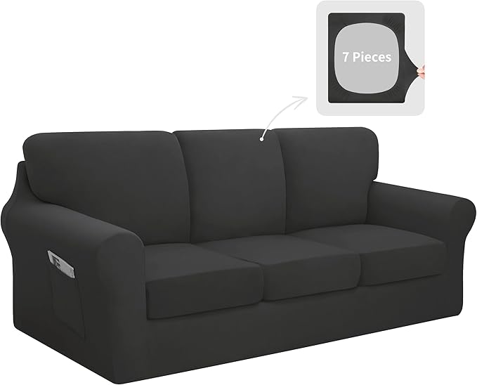 Easy-Going 7 Pieces Stretch Couch Cover Washable Sofa Cover Set
