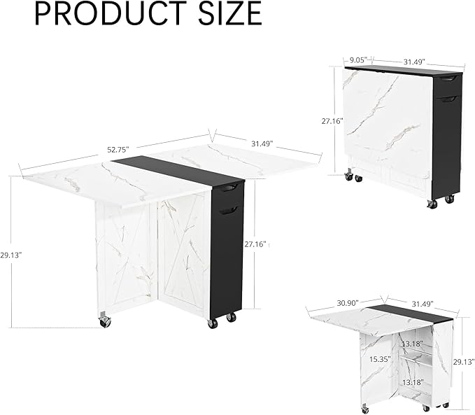 3imothrix Folding Dining Table, Dinner Table