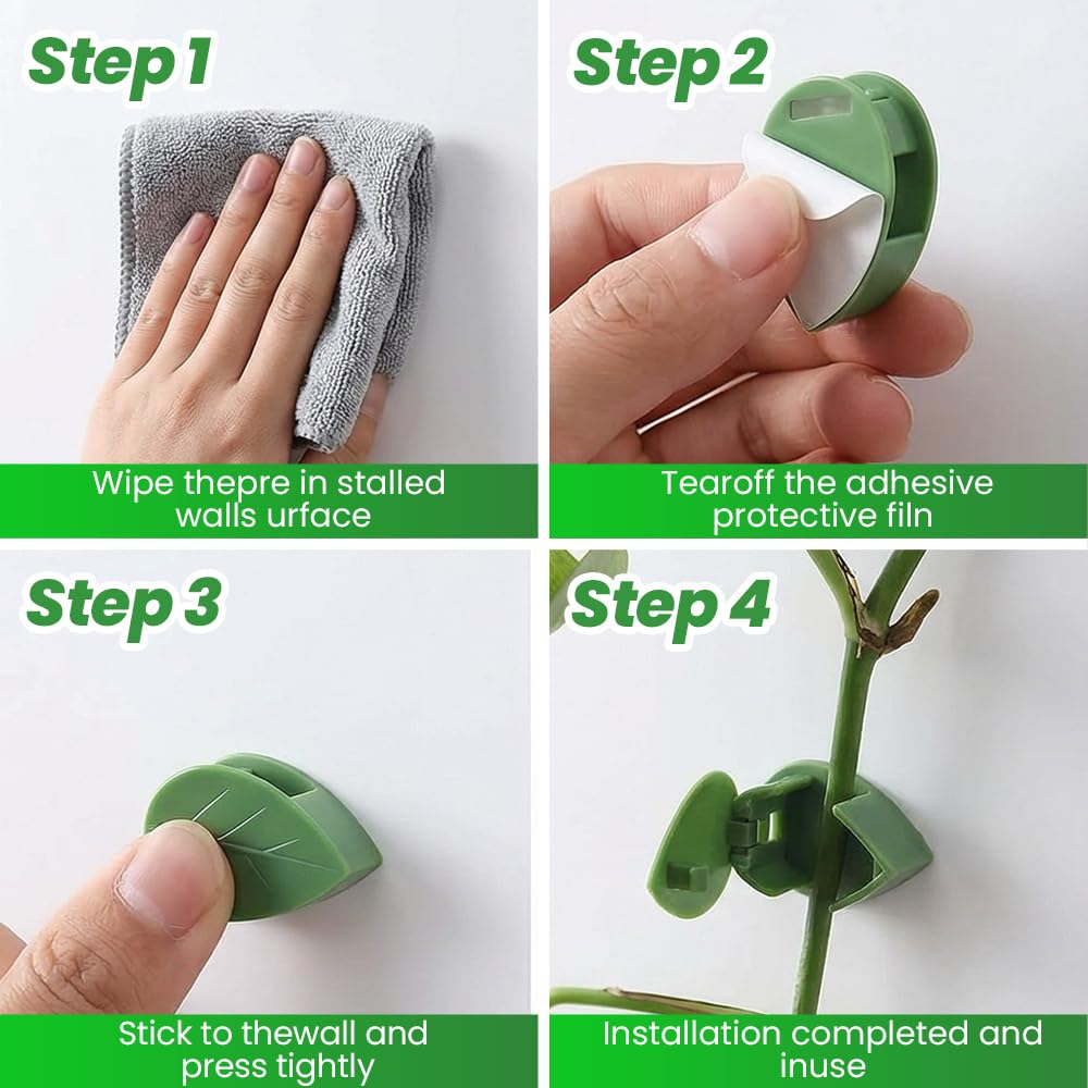 30 Pcs Plant Climbing Wall Fixture Clips with Acrylic Adhesive Stickers, Leaf Fixer Invisible Wall Vines Fixing Clips Self-Adhesive Hook Plant Vine Traction for Indoor Outdoor Decoration (30 Pcs)