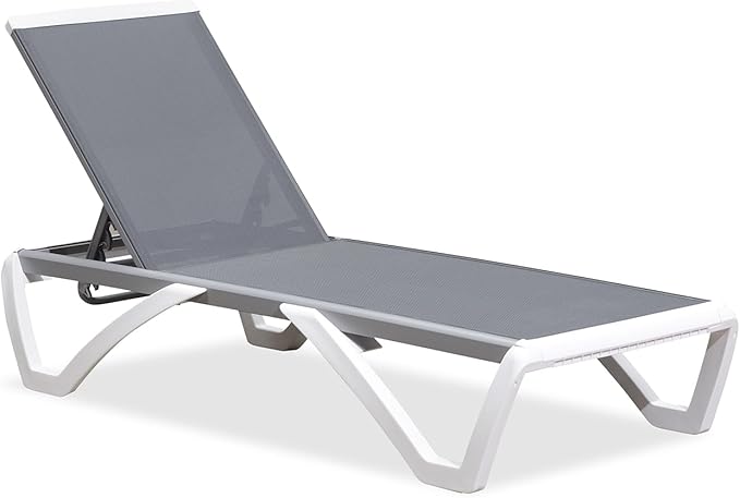PURPLE LEAF Patio Chaise Lounge Chair Outside Aluminum Plastic Stackable
