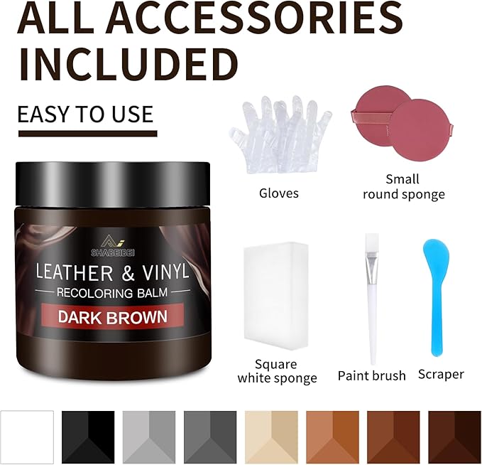 Leather Recoloring Balm and Scratch Repair Kit, Dark Brown Leather Restorer