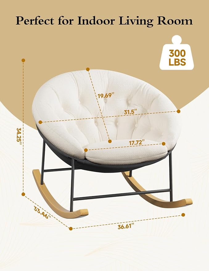 Kidirect Wide Rocking Chair Nursery, Comfy Saucer Nursery Rocking Chairs